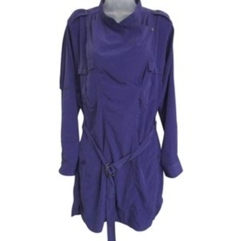 Calvin Klein Long Sleeve Purple Trench-Style Dress